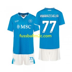 Fußballtrikots SSC Neapel Khvicha Kvaratskhelia 77 Kinder Heim Trikotsatz 2024-2025